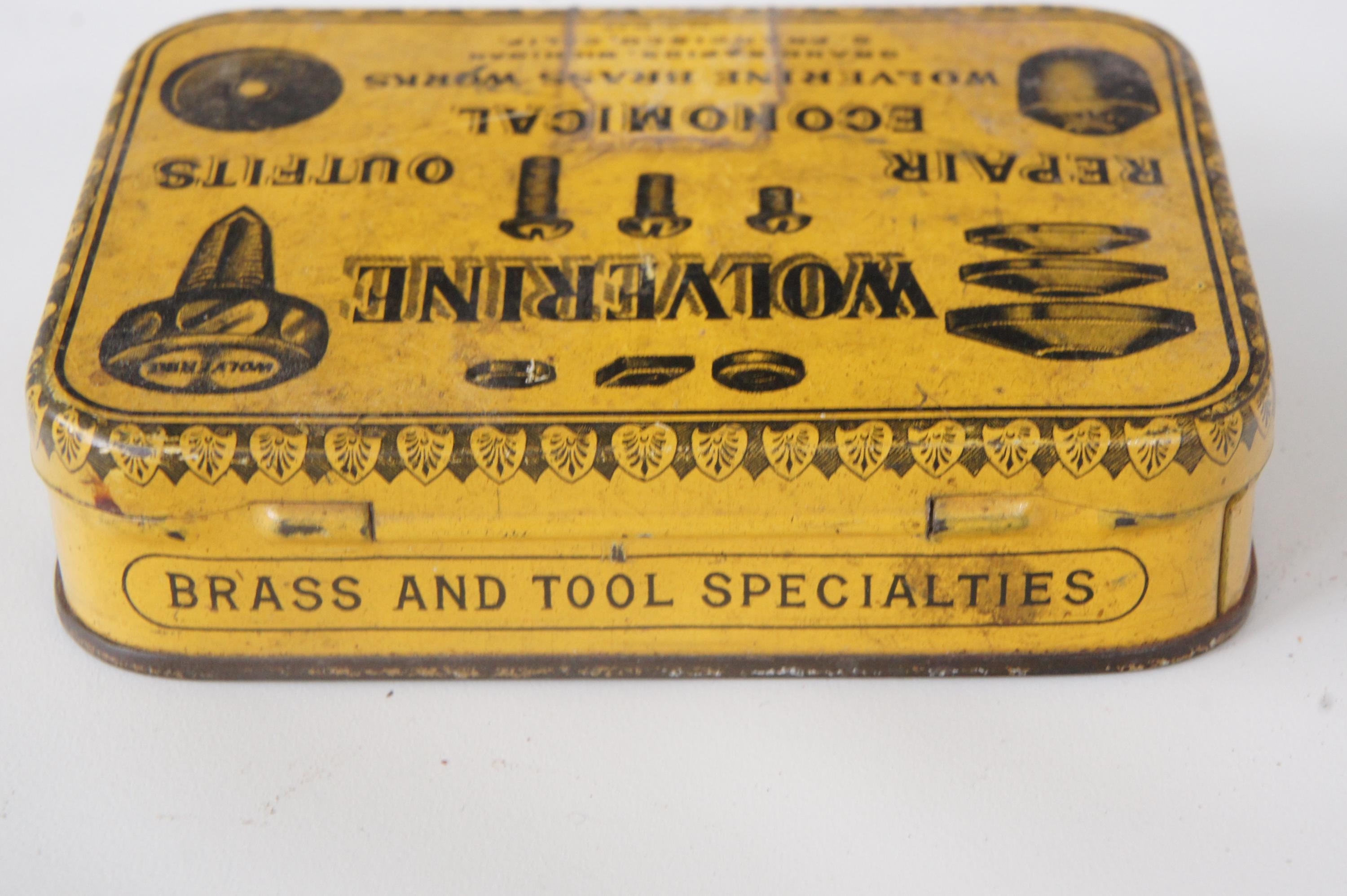 Vintage Wolverine Brass Works Tin With Screws Collectible