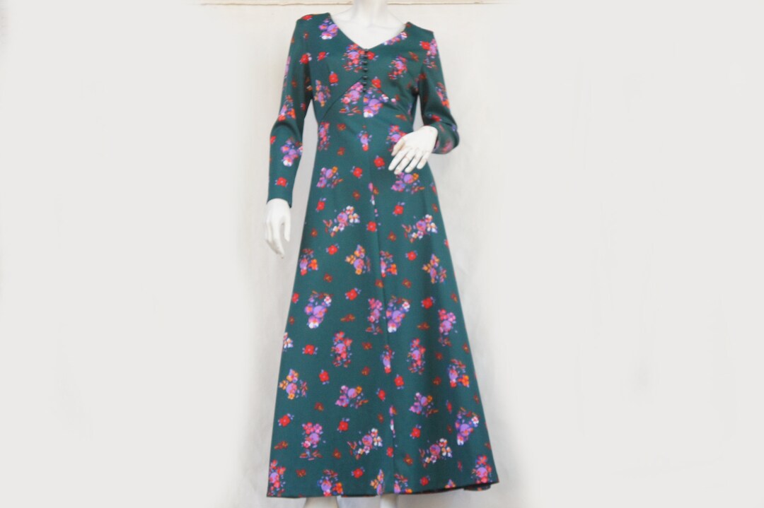 Vintage 70s Floral Print Maxi Dress by Devonshire Lady Hippie Boho ...