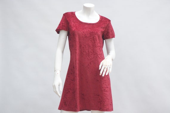 Vintage 90s Crushed Velvet Burgundy Mini Dress Skater Dress Goth Boho Vintage 90s Crushed Velvet Burgundy Mini Dress Skater Dress Goth Boho