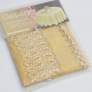 Vintage 60s-70s Cleopatra Vinyl Lace Tablecloth in Original Package Mid Century Shabby Chic Cottagecore Grannycore Home Decor