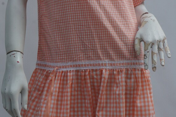 Vintage 80s Does 20s Gingham Dress  Drop Waist Dr… - image 6