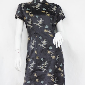 Vintage 80s-90s Chinese Style Cheongsam Dress Quipao Dress Asian Boho Goth Prom