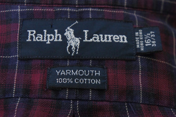 Vintage 80s  Men's Plaid Ralph Lauren Button Down… - image 2