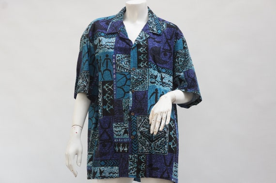 Vintage 90s Men's Bark Cloth Hawaiian Shirt By Wi… - image 1