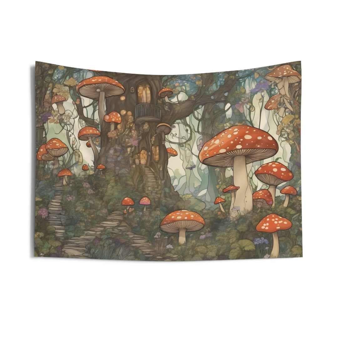 Enchanted Mushroom Forest House Indoor Wall Tapestry Wall Art Wall ...