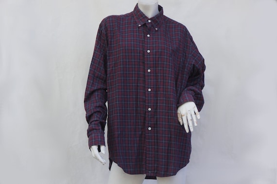 Vintage 80s  Men's Plaid Ralph Lauren Button Down… - image 1