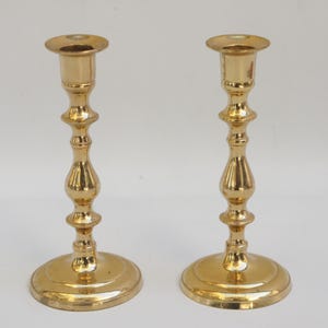 Vintage 70s-80s Brass Candlestick Holders Retro Boho Cottagecore Hollywood Regency Home Decor image 1