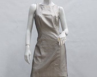 Vintage 90s Silver Gray Silk Dress by Chetta B Bergdorf Goodman New York