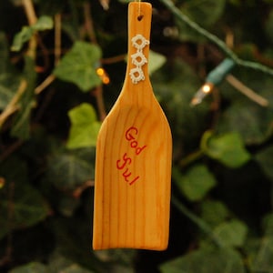 Vintage 70s Swedish Wooden Spoon Christmas Ornament Folk Art Farmhouse Decor Cottagecore Scandinavian