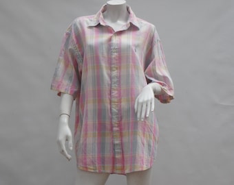 Vintage Men's Ralph Lauren Plaid Short Sleeve Button Down Shirt Size XL