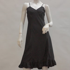 Vintage 30s Black Rayon Slip Dress Lingerie Art deco Little Black Dress image 8