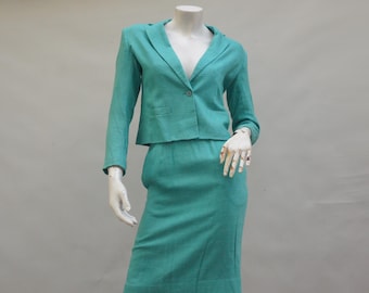 Vintage 80s-90s Christian Dior Pencil Skirt & Jacket Suit Set Size XS High Fashion Designer