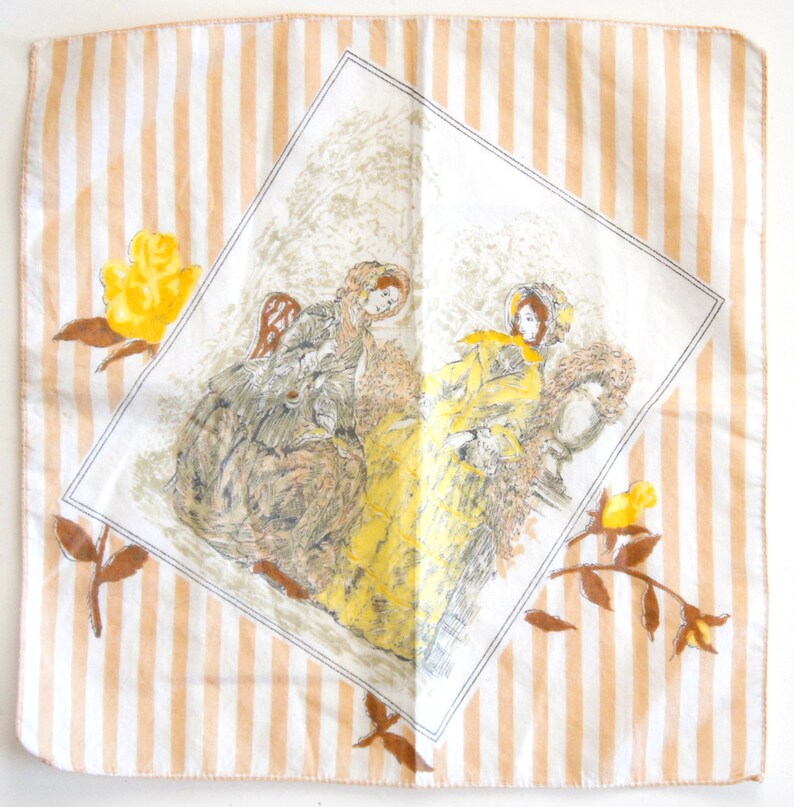 Vintage 50s-60s Handkerchief /hankie With Victorian Ladies - Etsy