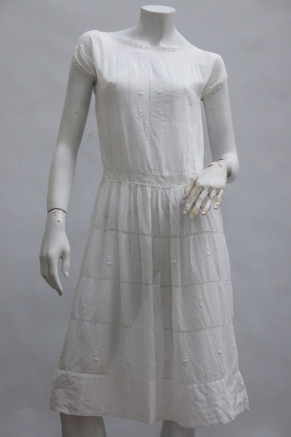 Vintage Antique White Lace Dress Cottagecore Edwa… - image 10