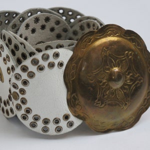 Vintage Moroccan Brass and Leather Belt With Large Buckle by  display picture 1