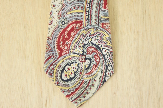 Vintage 40s Men's Paisley Print Silk Necktie Tie … - image 5