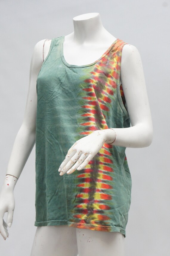 Vintage Tie Dye Knit Cotton Tank Top Hippie Boho … - image 3
