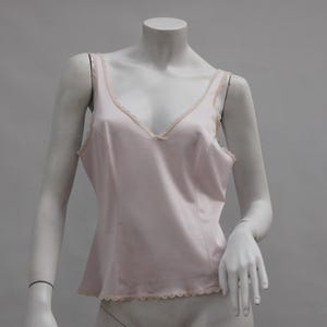 Vintage Pale Pink Nylon Camisole Top Slip Top Tank Grannycore Cottagecore Retro Lingerie