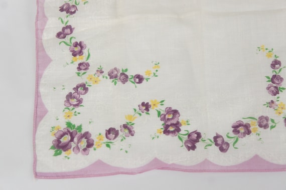 Vintage 40s-50s Floral Print Handkerchief Hankie … - image 6