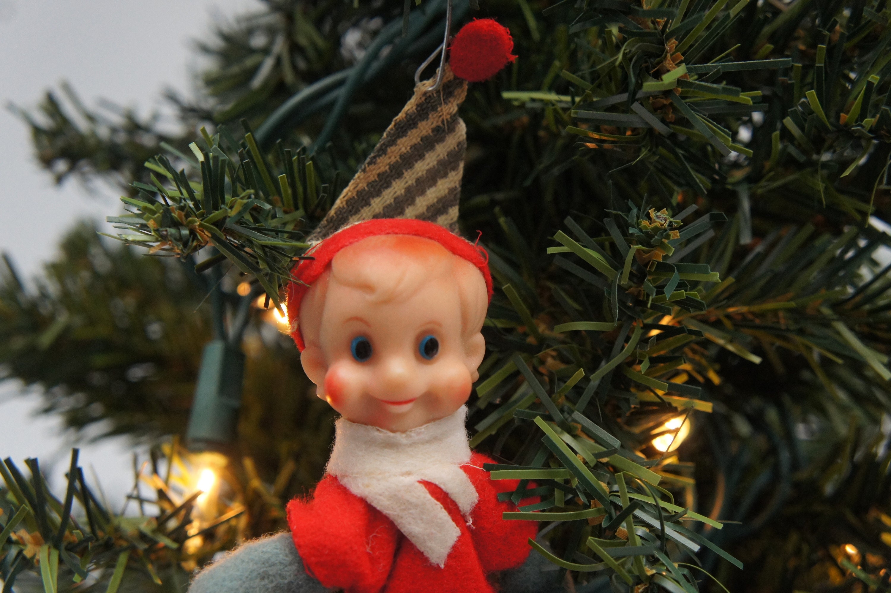 Vintage 50s-60s Pixie Elf Christmas Ornament Retro Mid Century