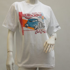 Vintage jaren 90 T-shirt met één stiksel, Run To Ruidoso Hot Rod-shirt Motorsport 1991 graphic T-shirt