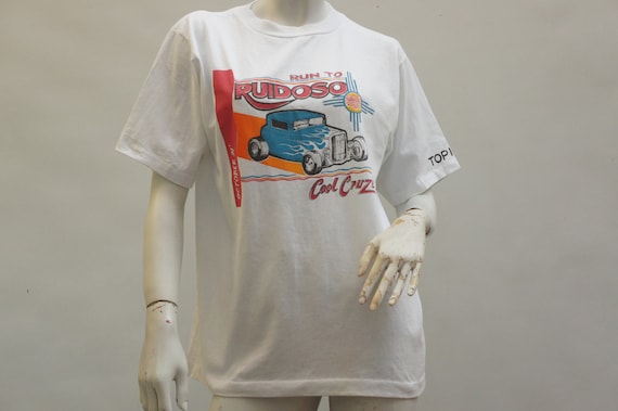 Vintage 90s Single Stitch T-shirt Run to Ruidoso Hot Rod Shirt