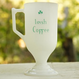 Vintage Irish Coffee Milk Glass Cup Mug Retro Mid Century Barware Gift
