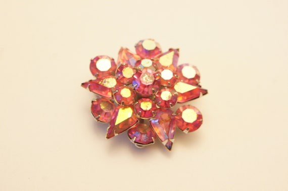 Vintage 50s Pink Rhinestone Star Brooch By Coro C… - image 1