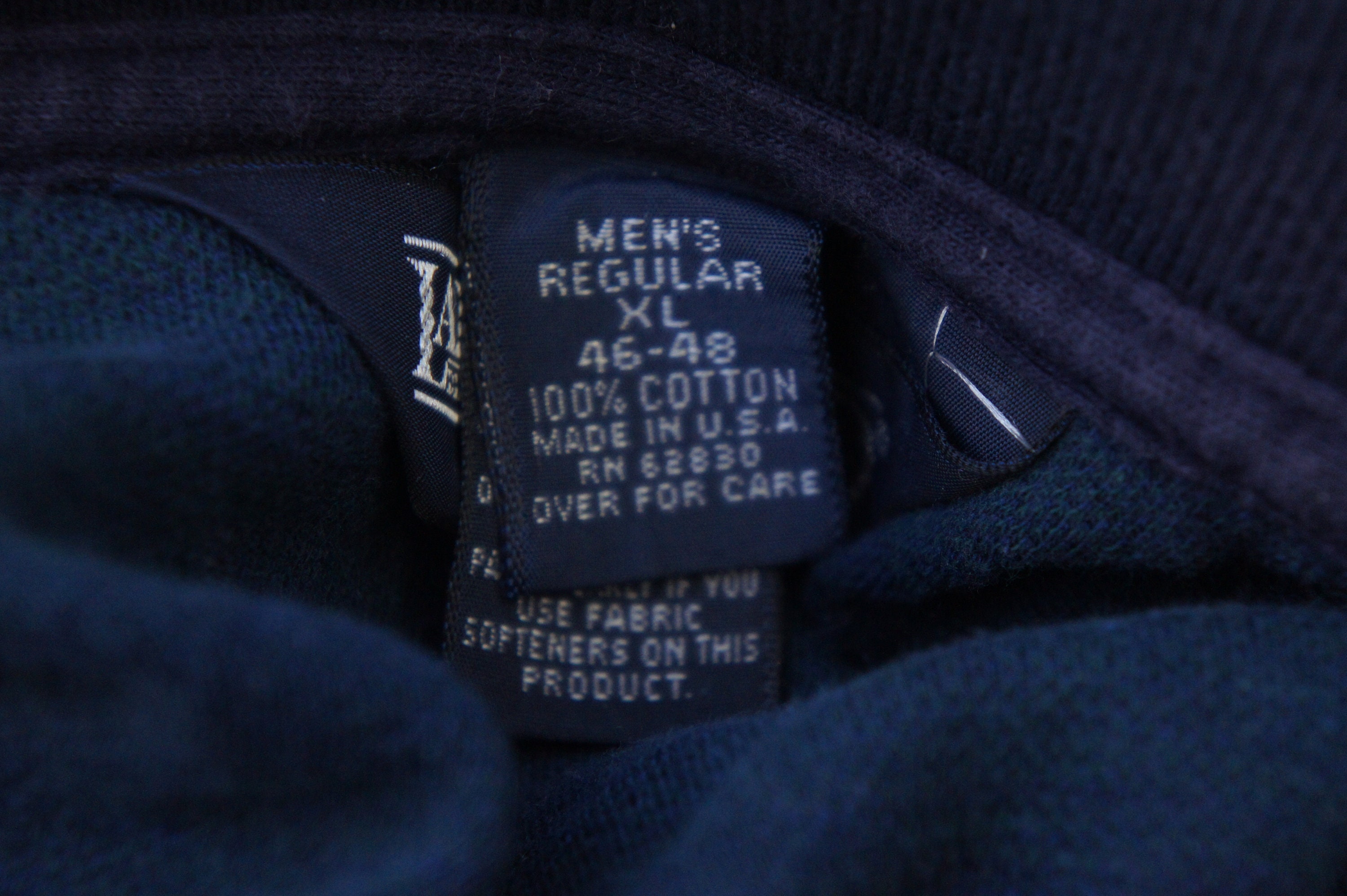 Sweat Vintage Lands' End USA - Homme L, Bleu Marine, 100% Coton, Années 90