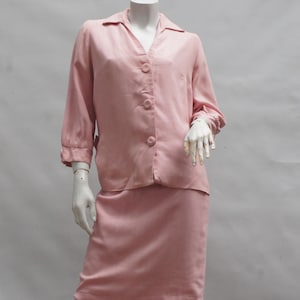 Vintage 50s Pink Jacket And Skirt Suit By Bette Norbet California Mid Century Retro Cottagecore Grannycore