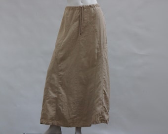 Vintage Y2k Mexx Beige Kordelzug Maxi Rock Boho Gebrauch Cottagecore