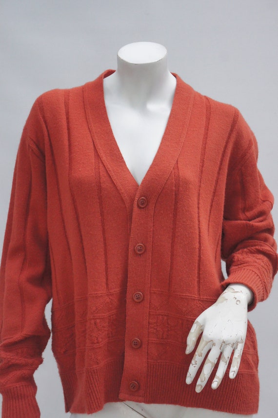 Vintage 70s Rust Colored Men s Cardigan Sweater by Jantzen Boyfriend Sweater Retro Mid Century Etsy UK