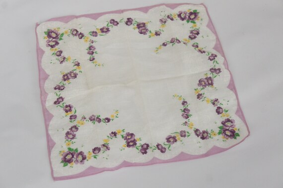 Vintage 40s-50s Floral Print Handkerchief Hankie … - image 7