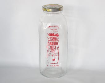 Vintage Tropicana Juice Glass Jar Bottle Collectible Home Decor Farmhouse Kitchen Cottagecore