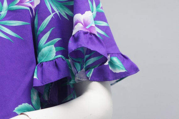 Vintage 70s Floral Print Purple Tiered Hawaii Max… - image 7