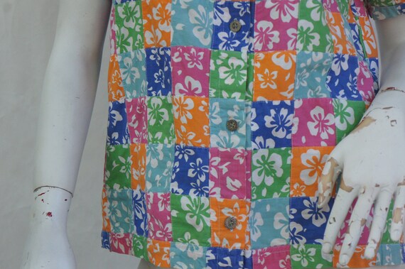 Vintage Patchwork Colorblock Floral Print Shirt B… - image 7