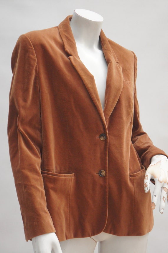 Vintage 70s Women's Brown Velvet Blazer Jacket by… - image 6