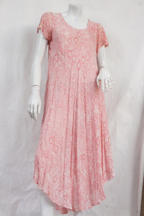 Vintage Pink Indian Tie Dye Maxi Dress/Boho/Hippie