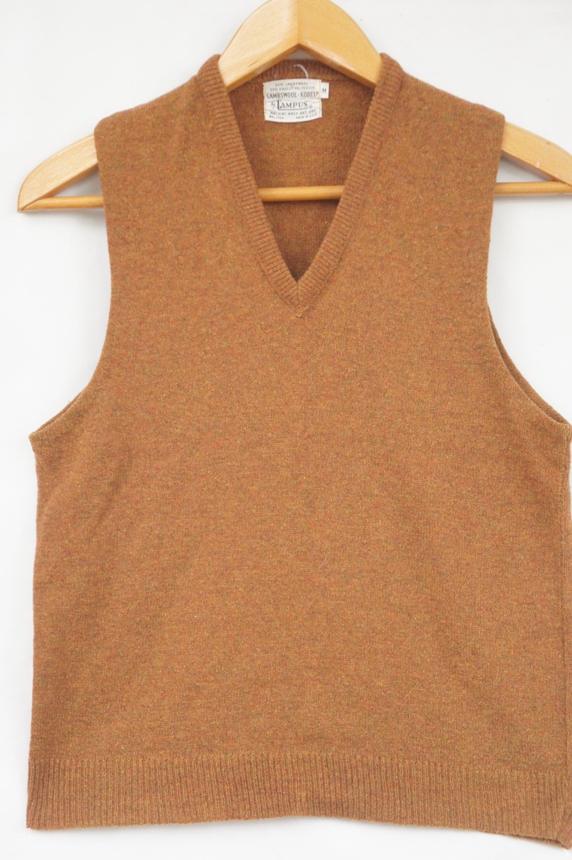 トップス 50s 60s Wool Vest Vintage 60s Lambswool Sweater Vest by Campus Retro Preppy Mid