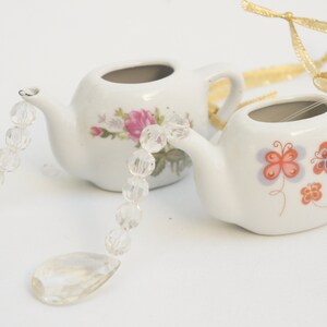 Handmade Up Cycled Mini Teapot Ornaments Shabby Chic Cottagecore Farmhouse Gift Home Decor