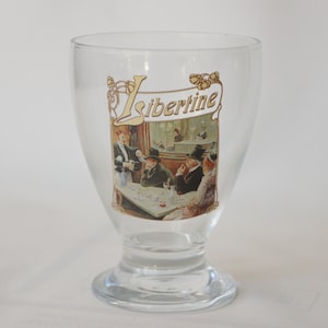 Vintage Absinthe Glass With Art Noveau Print Barware Drinkware Collectible Gift