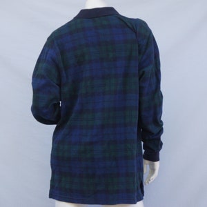 Vintage 90s Men's Large Lands End Plaid Collared Sweatshirt Pullover image 8