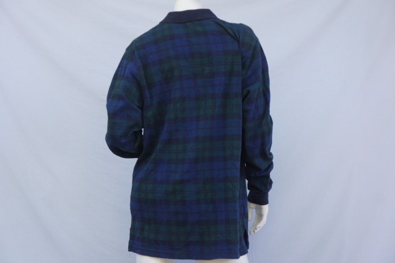 Vintage 90s Men's Large Lands End Plaid Collared Sweatshirt Pullover image 8