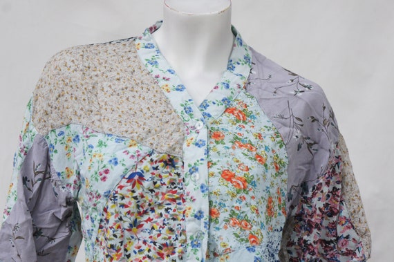 Vintage Cropped Patchwork Blouse Top Shabby Chic … - image 2