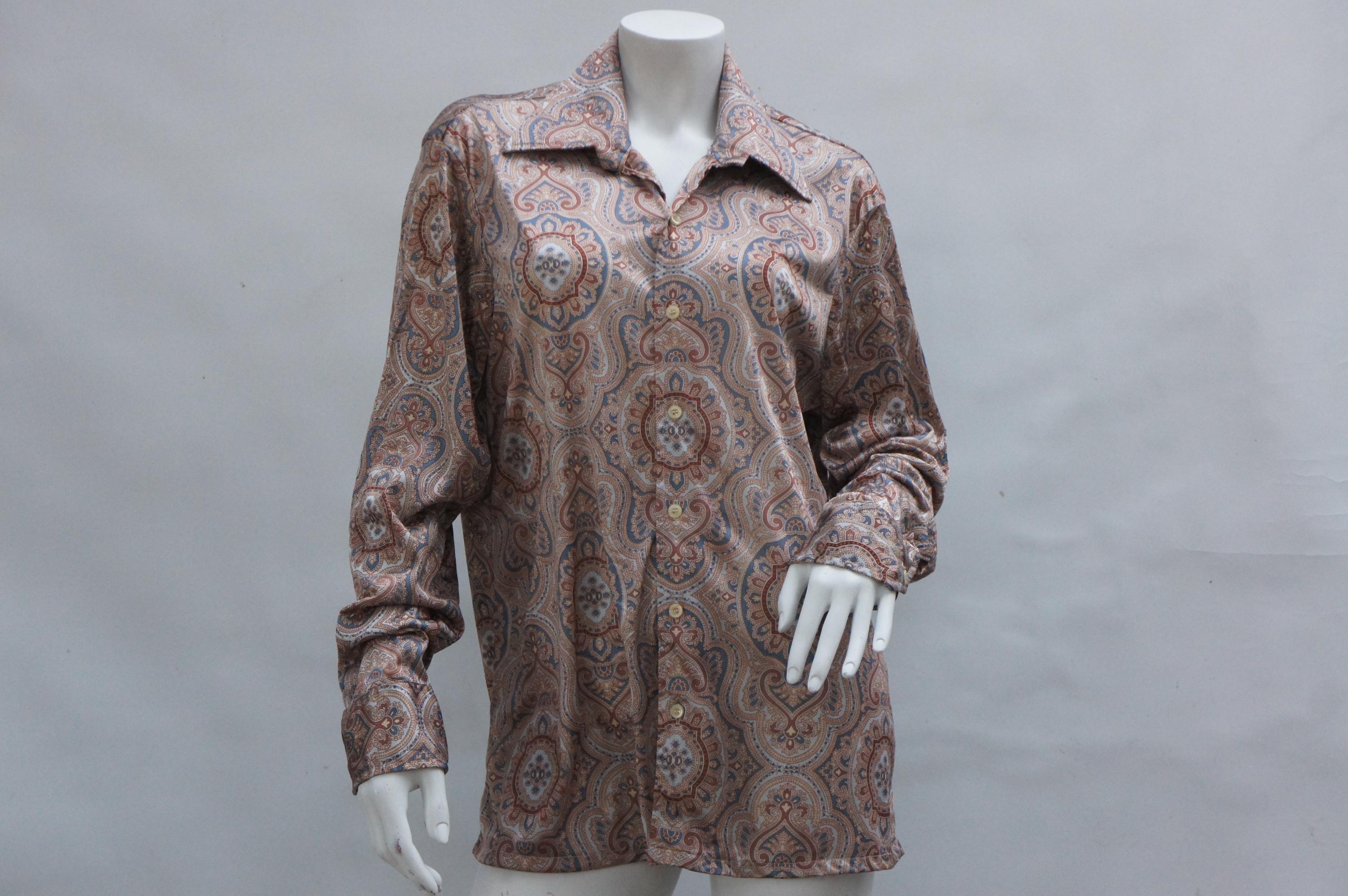 Vintage 70s Italian Nylon Shirt by Damon Boho Hippie Retro - Etsy