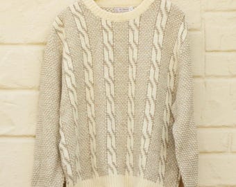 Vintage 80s-90s Men's Biltmore Cable Knit Sweater Fisherman Sweater Retro