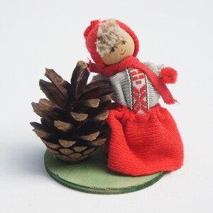 Vintage Swedish Handmade Christmas Ornament With Pinecone Scandinavian Hemslojd Home Decor Gift