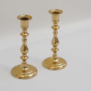 Vintage 70s-80s Brass Candlestick Holders Retro Boho Cottagecore Hollywood Regency Home Decor image 9