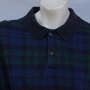 Vintage 90s Men's Large Lands End Plaid Collared Sweatshirt Pullover image 3
