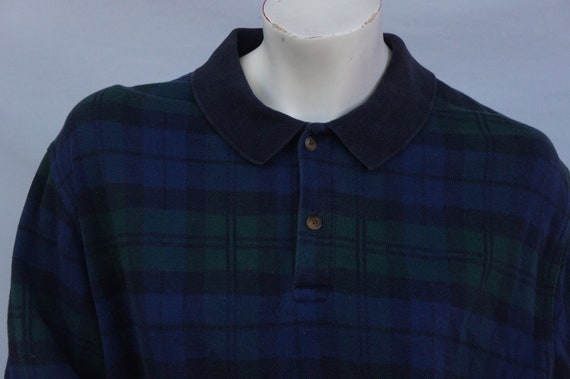 Vintage 90s Men's Large Lands End Plaid Collared … - image 3